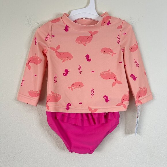 Carter's Just One You Baby Girl Swimsuit 2pc Whale Print UPF 50+ 6 Months NWT - Picture 1 of 5